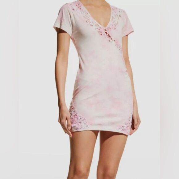 NEW LoveShackFancy Mildred Mini Wrap Dress in Island Pink Hand Dye Small - Picture 5 of 10